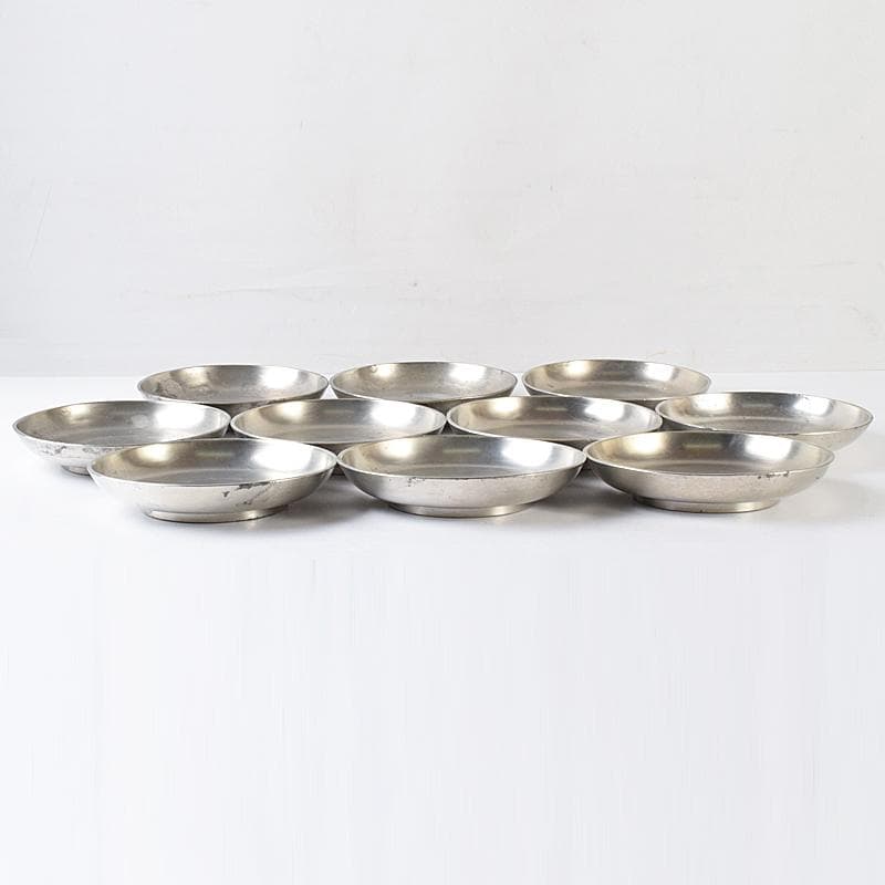 錫　 極上京錫六請合　坂口款　皿十客　義春銘　茶托五客　湯呑八客　YR7921B