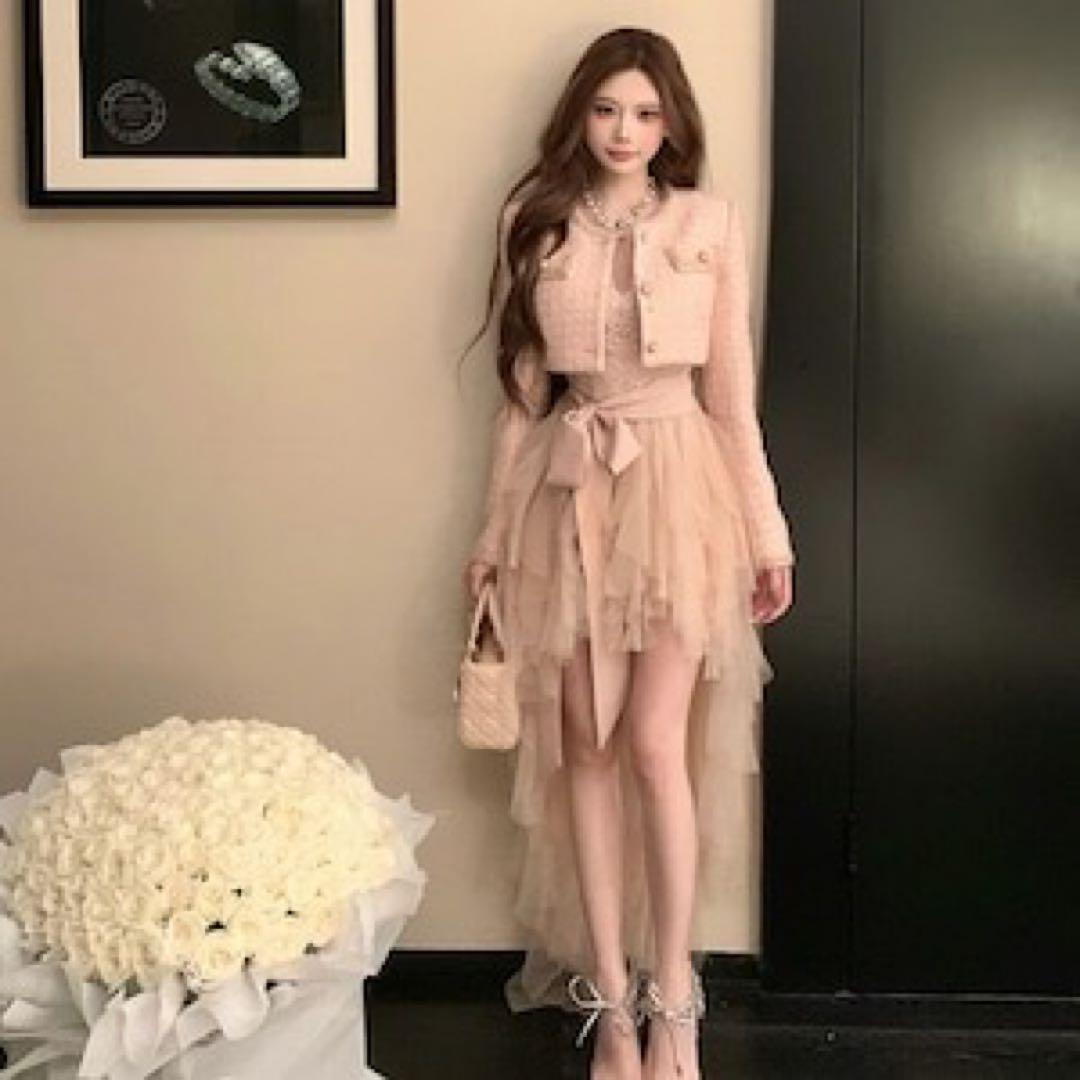 ピンク チュールワンピース×ジャケット M ｜オケージョン・パーティー