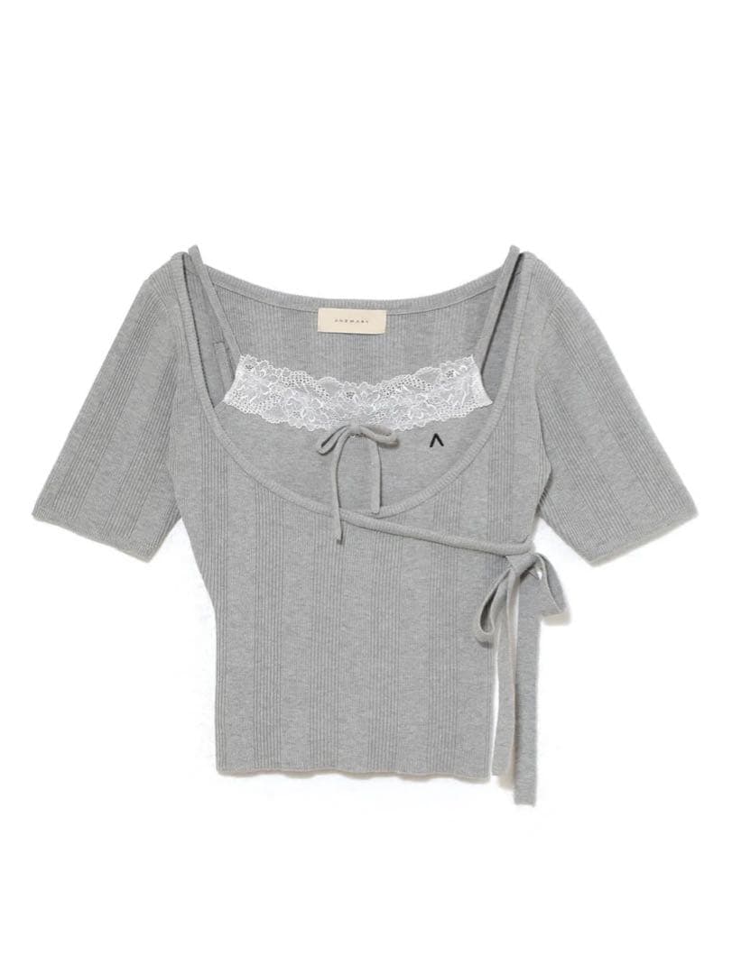 トップス andmary Cachecoeur lace set tops gray