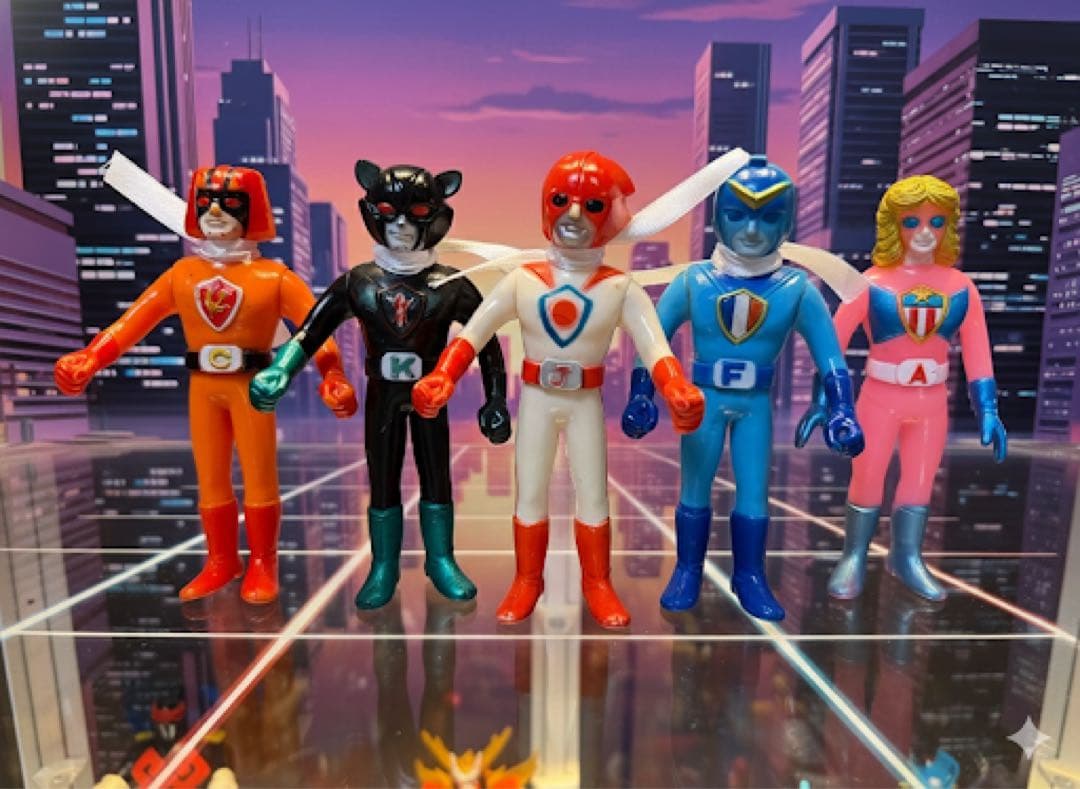 【当時物】バトルフィーバーJ ポピー ソフビ 5体セット 昭和レトロ 特撮