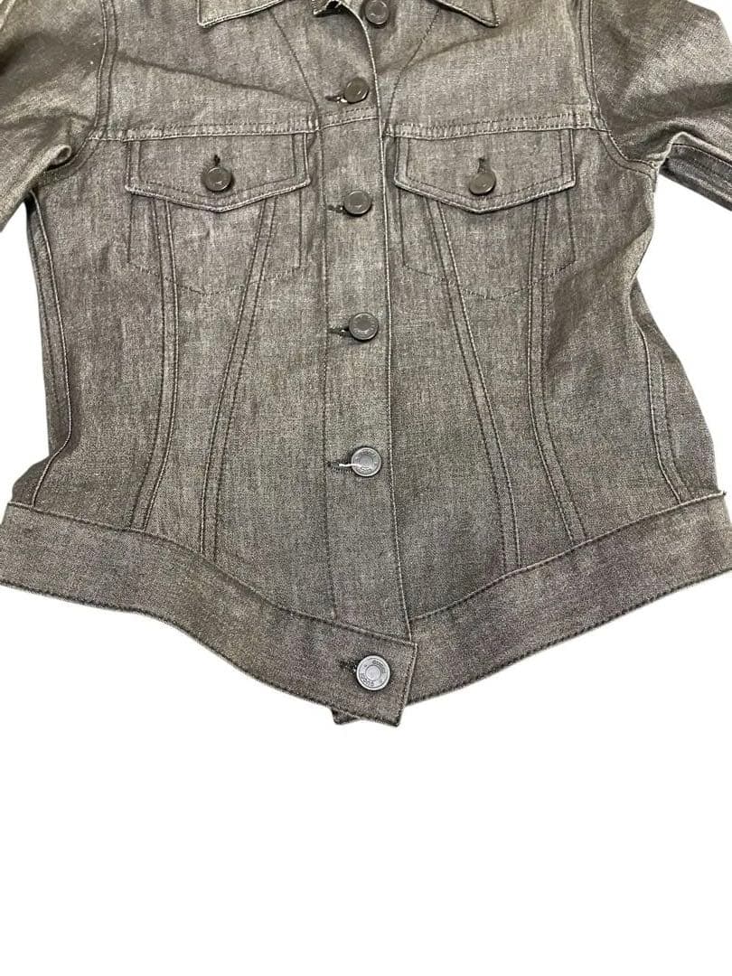 GUCCI グッチ　ストレッチデニムアシンメトリージャケット　38 刻印ボタン