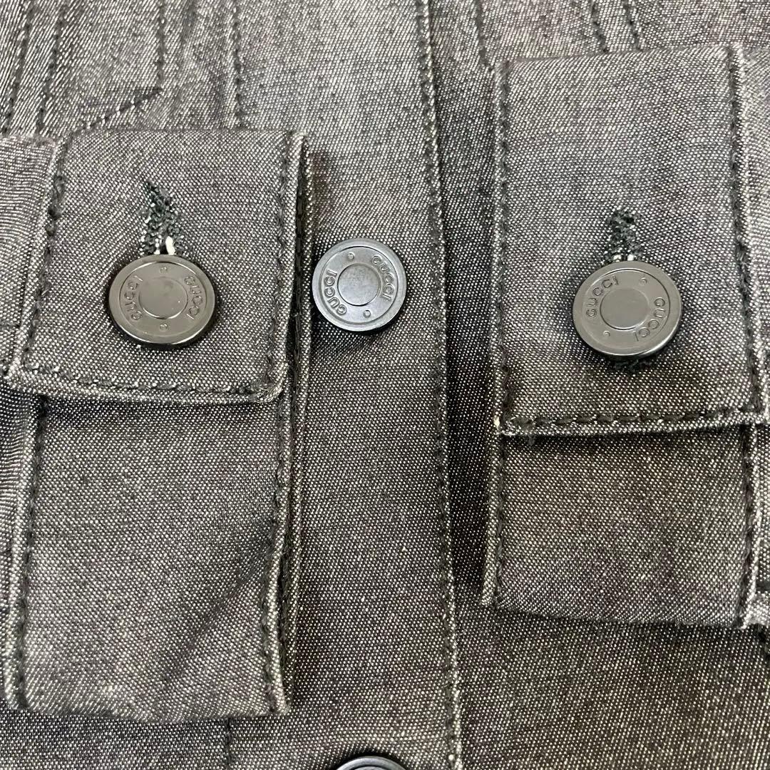 GUCCI グッチ　ストレッチデニムアシンメトリージャケット　38 刻印ボタン