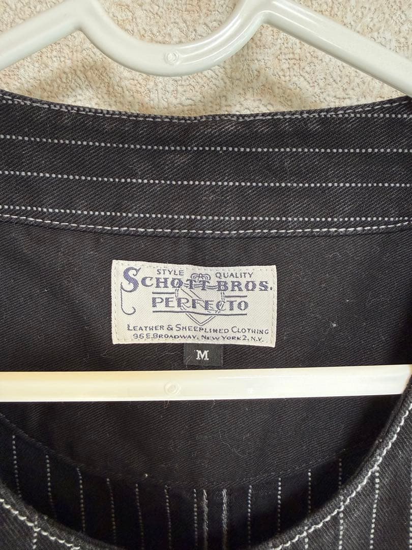 SCHOTT ショット ヒッコリーデニム ベスト ブラック M