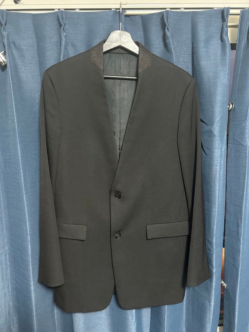 JIL SANDER ジルサンダー　ウール 2B ノーカラージャケット ブラック