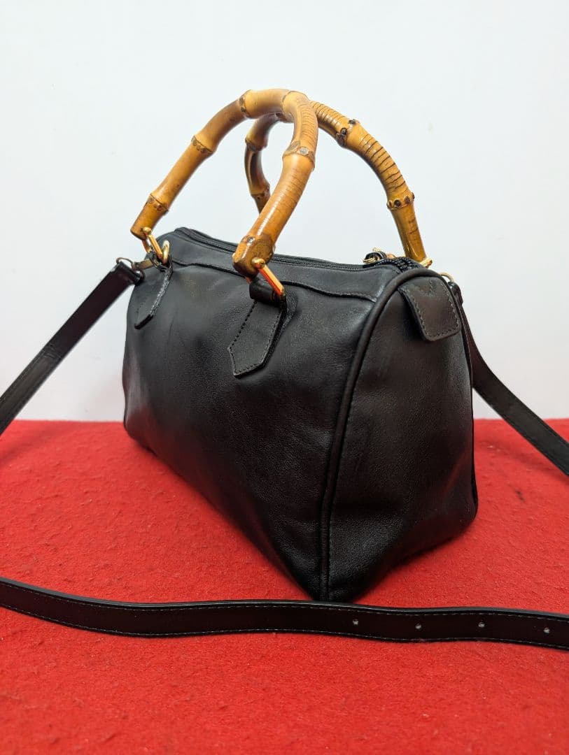 美品 極希少！Gucci バンブー レザーハンドバッグ ボストンバッグ 2way