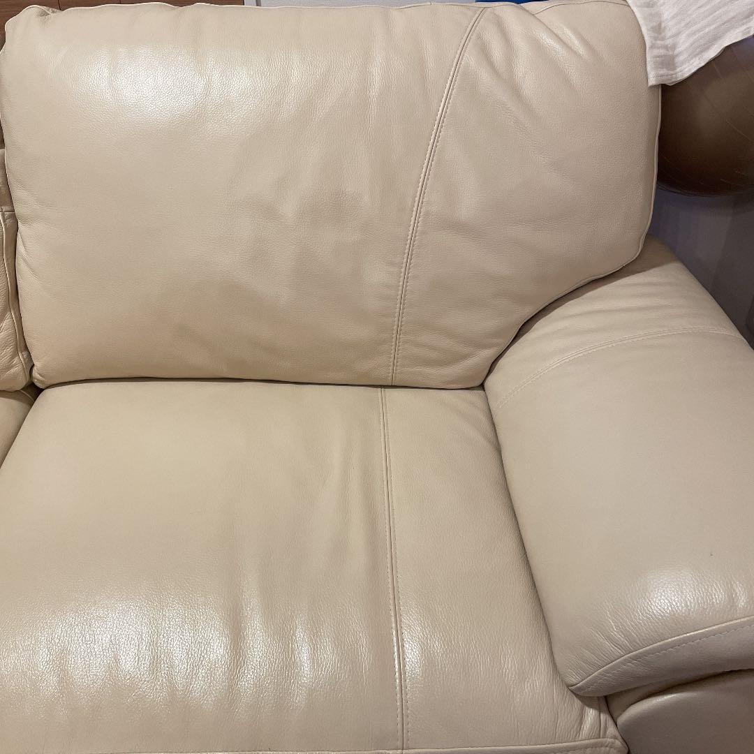 高級レザーソファ　アイボリー