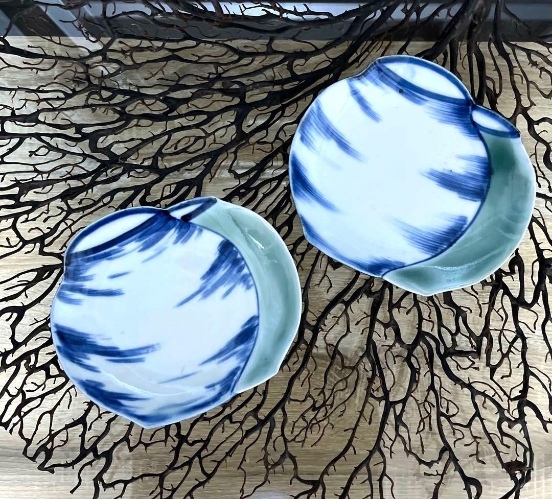 骨董　古伊万里　瀬戸　変形皿　壺型　甕型　青磁　膾皿　向付　平皿　２客限り