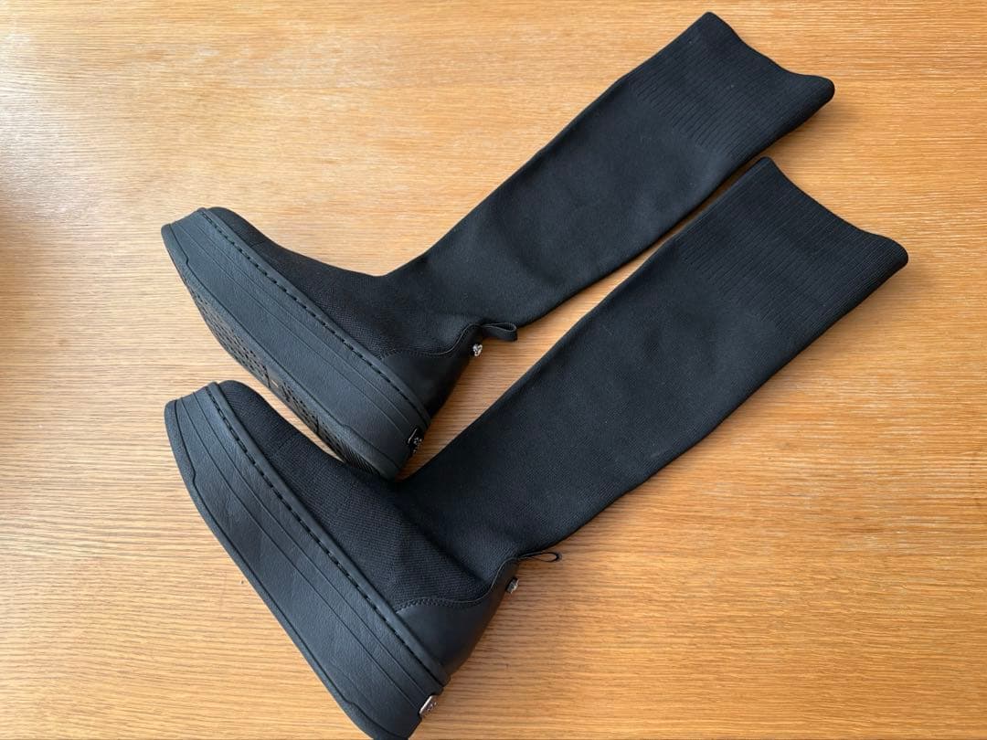 ＋diana 23.5㎝　撥水加工 ストレッチニーハイブーツ 黒