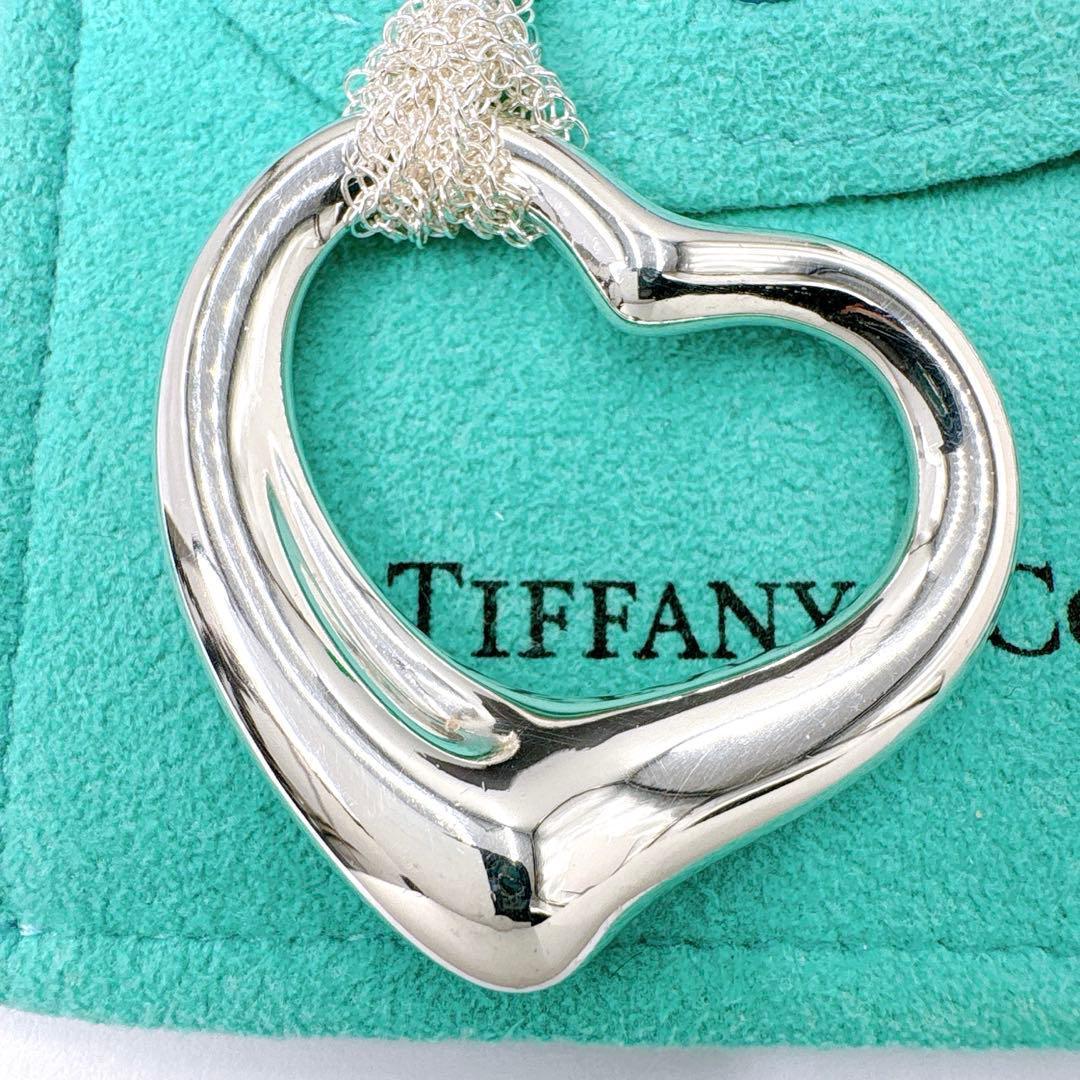 極美品 ティファニー オープンハート XL メッシュ ネックレス シルバー925
