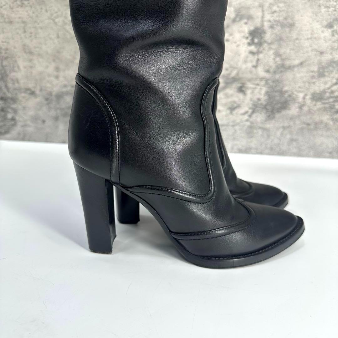 美品★ルイヴィトン ロングブーツ レザー　LVゴールド金具 ロゴ 22.5cm