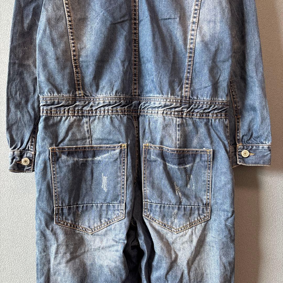 JEAN SEN［L］大人カジュアル◎こなれ感◎ダメージ加工デニムオーバーオール