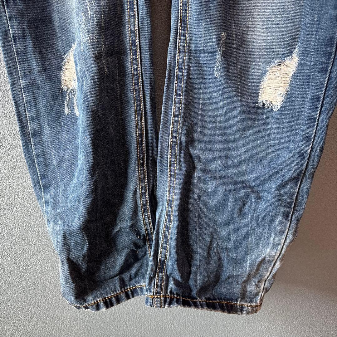 JEAN SEN［L］大人カジュアル◎こなれ感◎ダメージ加工デニムオーバーオール