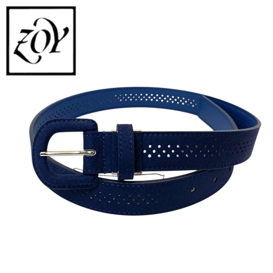 【未使用】定価1.5万円 ZOY ゾーイ スエードベルト ネイビー