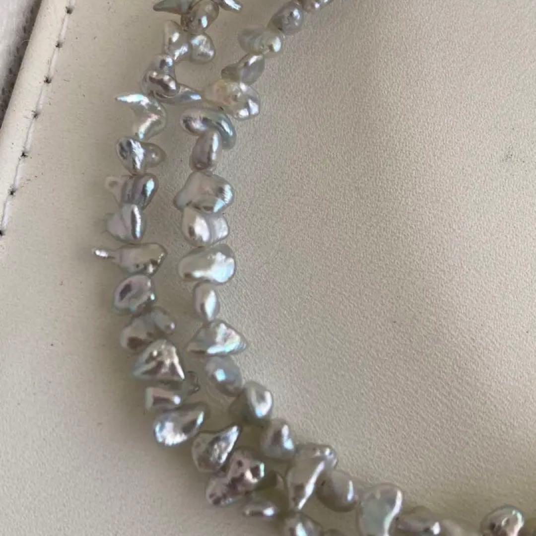 パールネックレス　ケシパール　アコヤ　本真珠　刻印 ナチュラルグレー　天然　SV