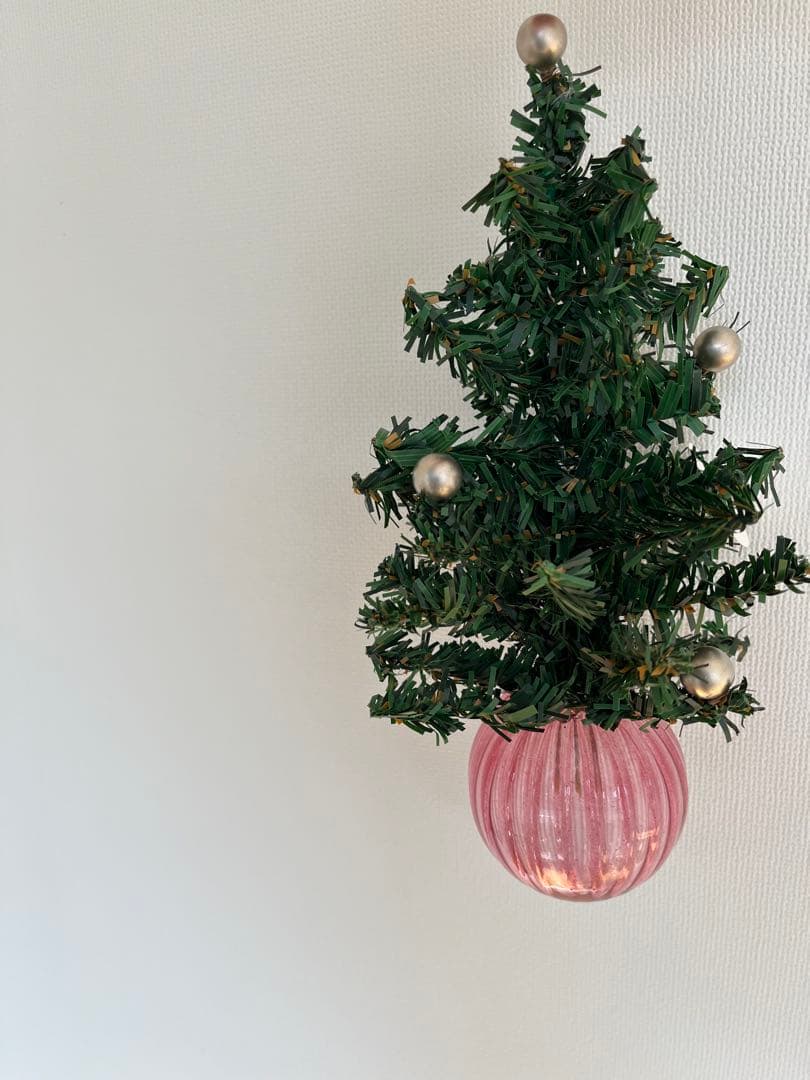 オカベマキコ　さん　ツリー付きガラス玉　ピンク
