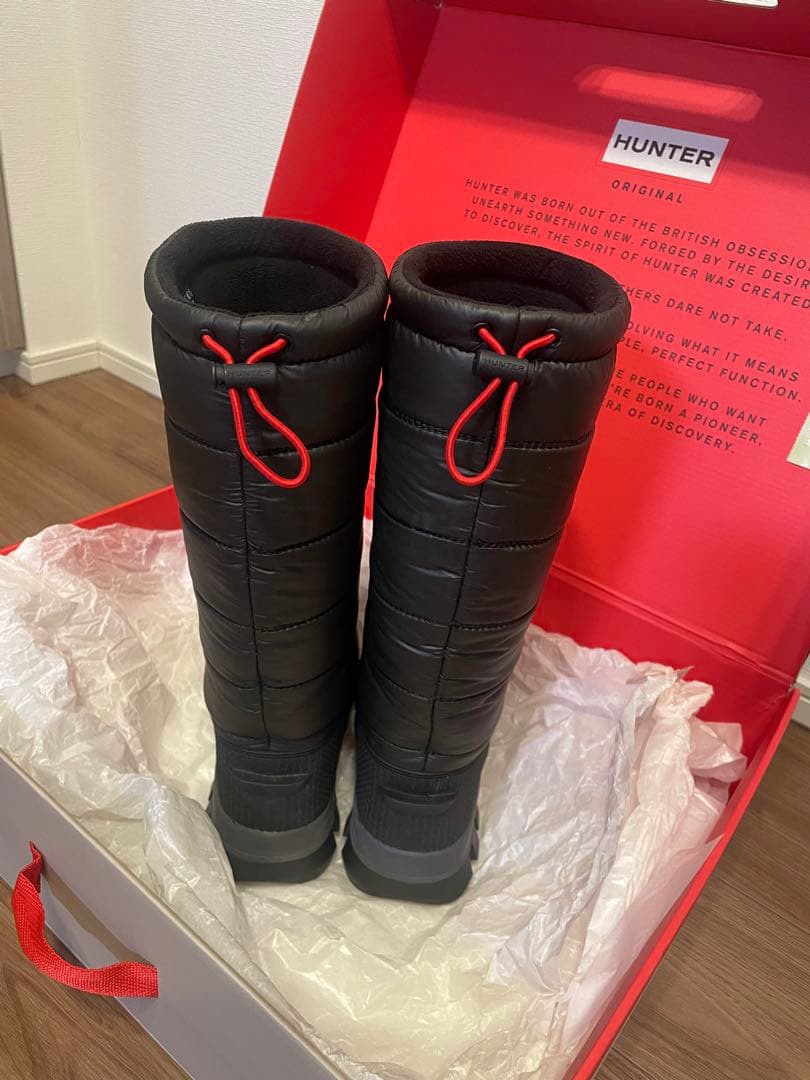 HUNTER ブラック ロングスノーブーツ
