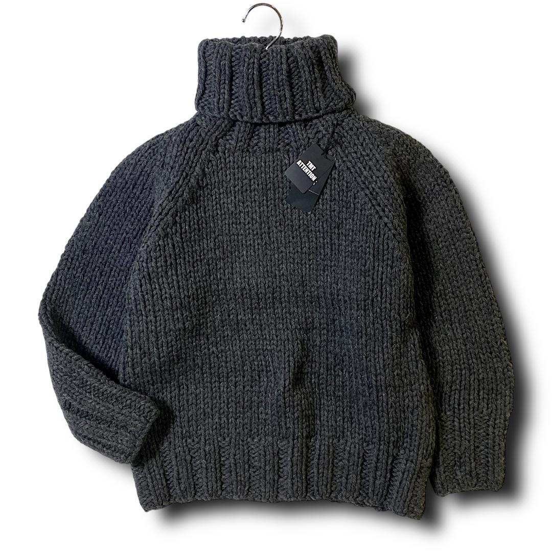 M 定4.9万 TMT 毛100％ タートルネック ニット セーター 黒 新品