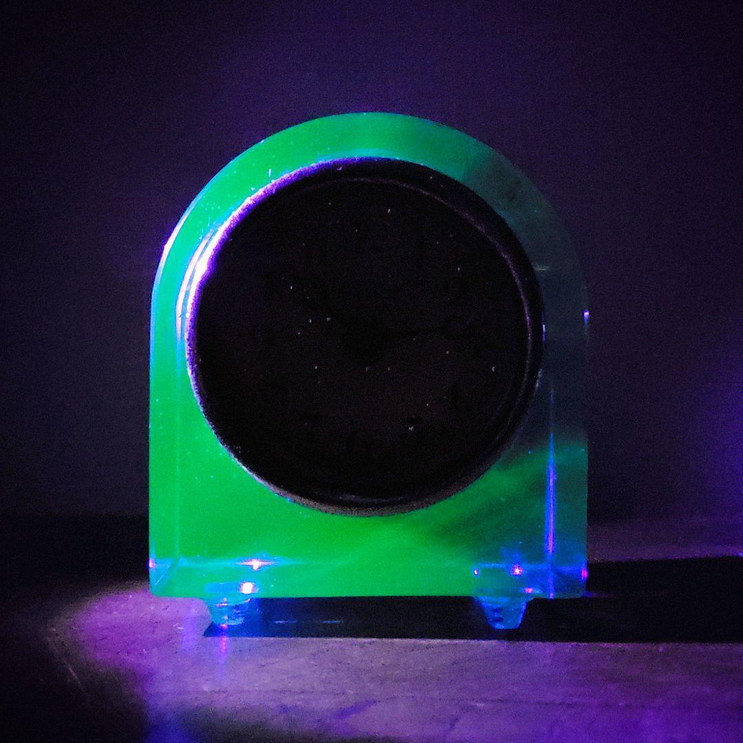 置時計 精工舎 機械式 手巻ウランガラス ブルーガラス 稼働品 欠け ヒビ