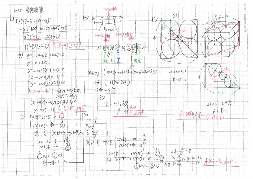 今だけ割引 塾講師オリジナル数学解説 慶應義塾 高校入試 過去問 2013-25