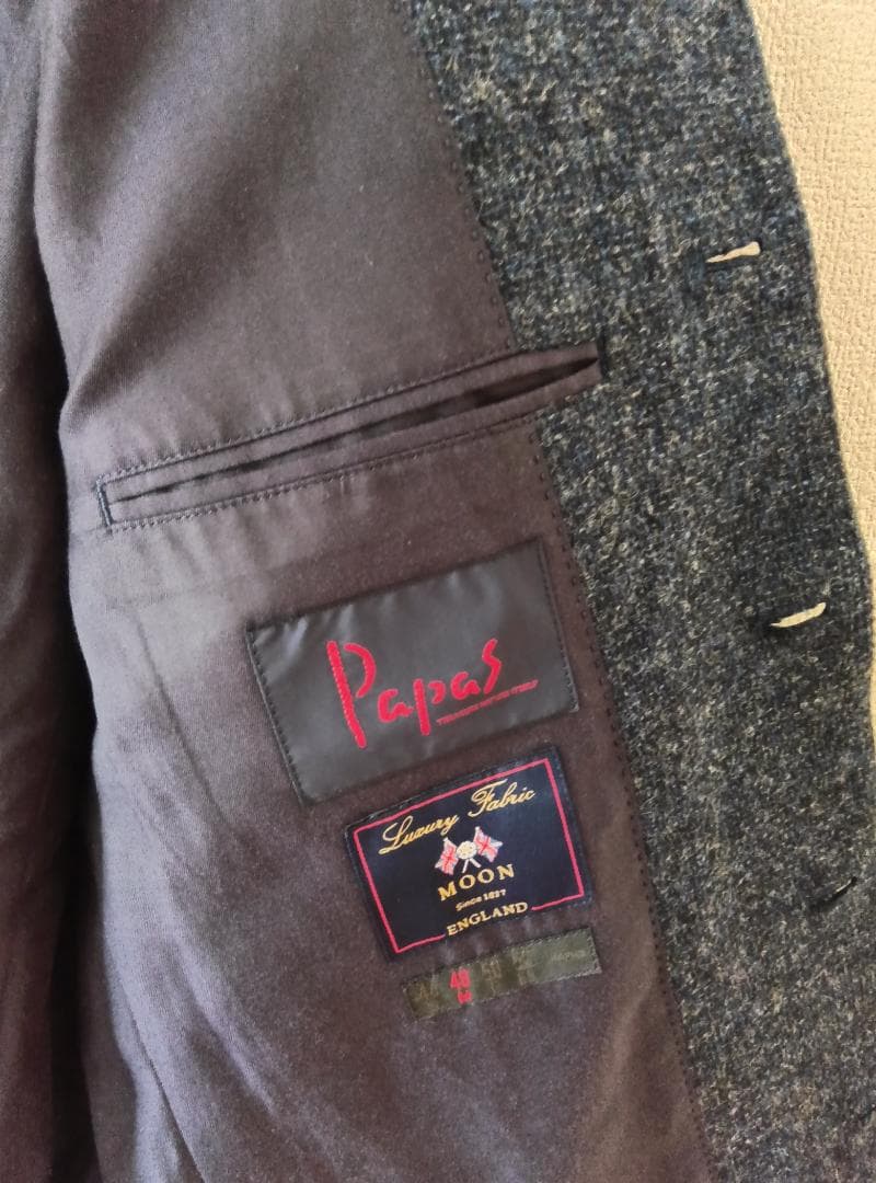 【美品】Papas ノーカラー バンドカラージャケット　Mサイズ(38)