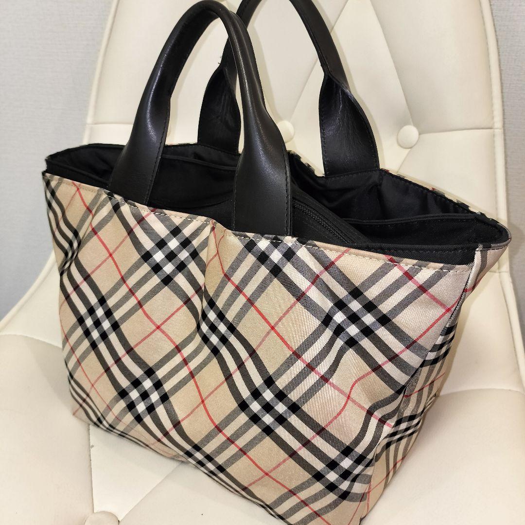 BURBERRY ノバチェック ナイロン ハンドバッグ レザーハンドル　舟形