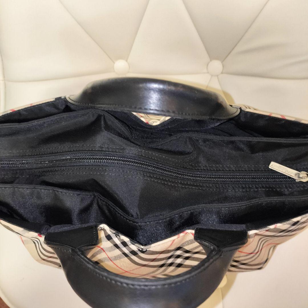 BURBERRY ノバチェック ナイロン ハンドバッグ レザーハンドル　舟形