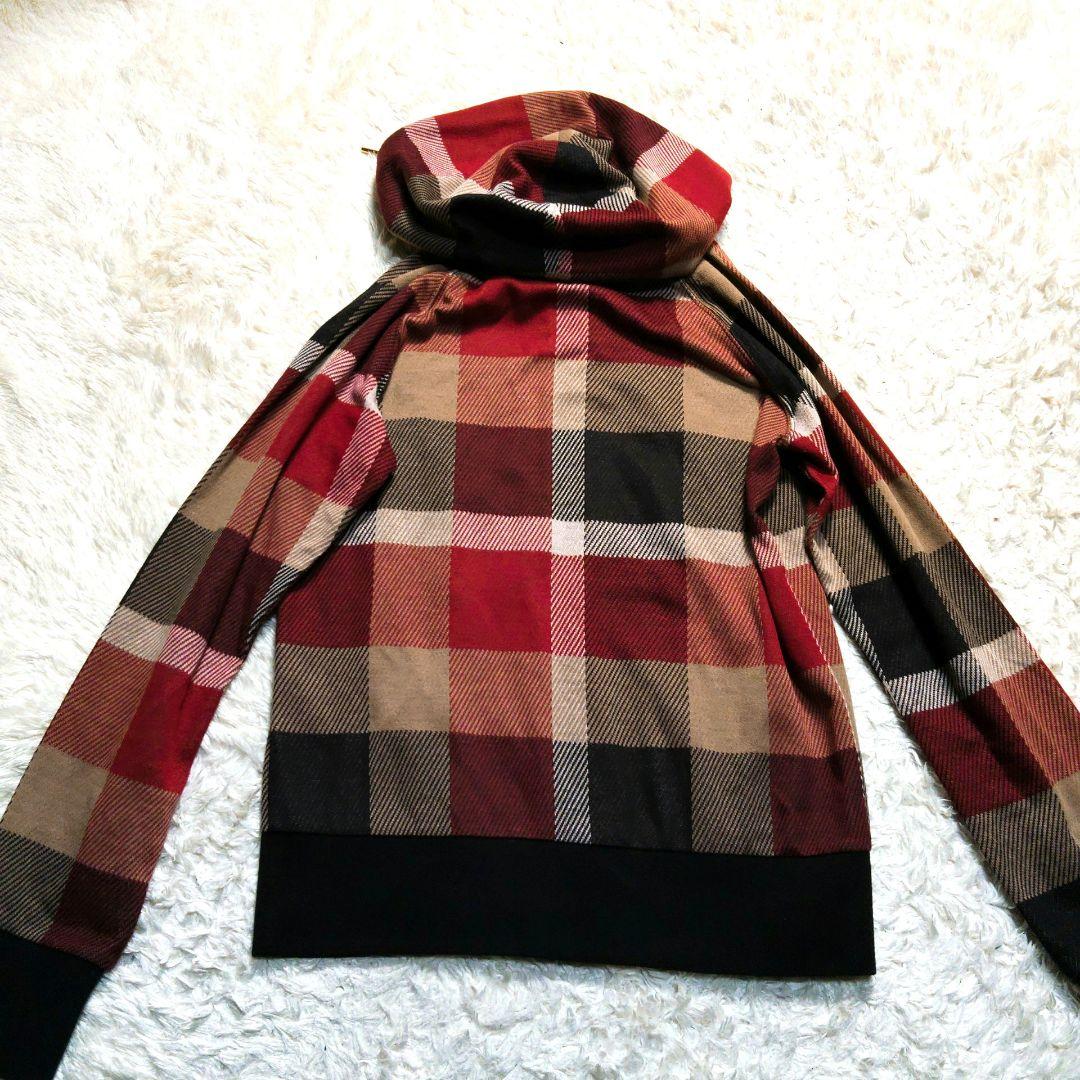 ✨レア♡チェック総柄✨ブルーレーベルクレストブリッジ パーカー ロゴファスナー