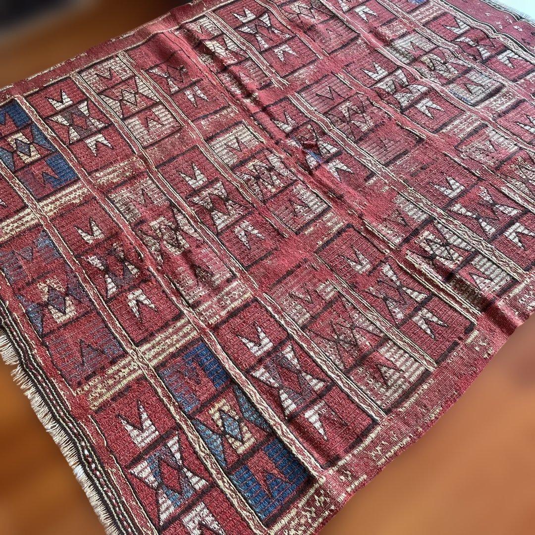 【最終値下げ】キリム　幾何学模様ラグ 約140cm x 170cm