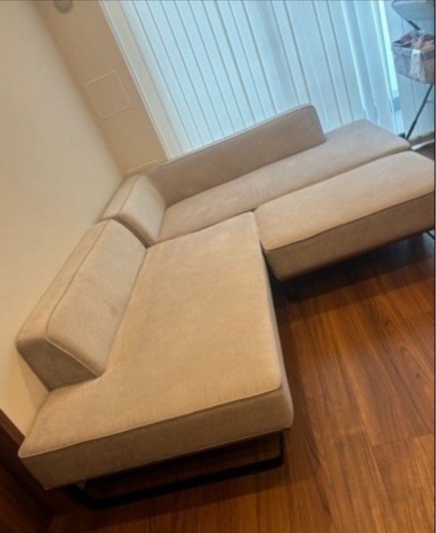 ベージュ L字型ソファ　福岡市から配送