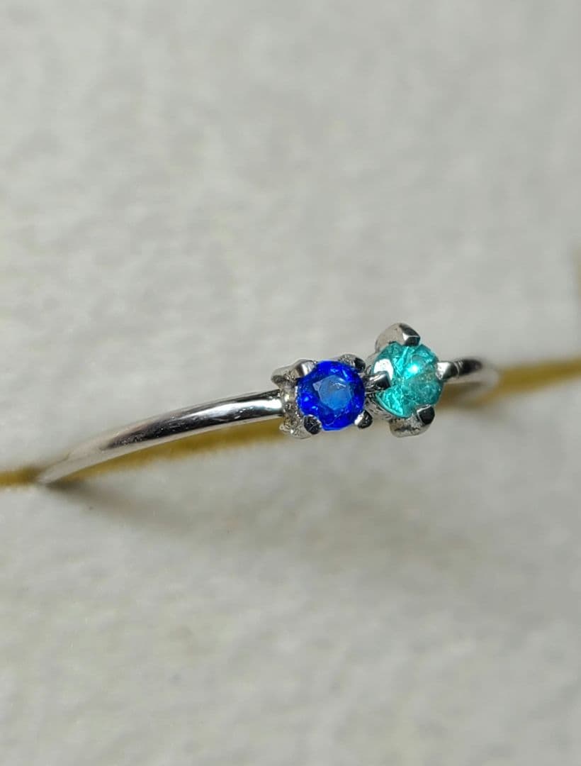 素晴らしい共演!!★バターリャパライバトルマリン&アウイナイトリングPt900★