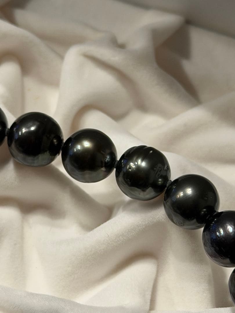 大粒 黒蝶真珠 ネックレス 鑑別書付き 10.5〜13.5mm 本真珠