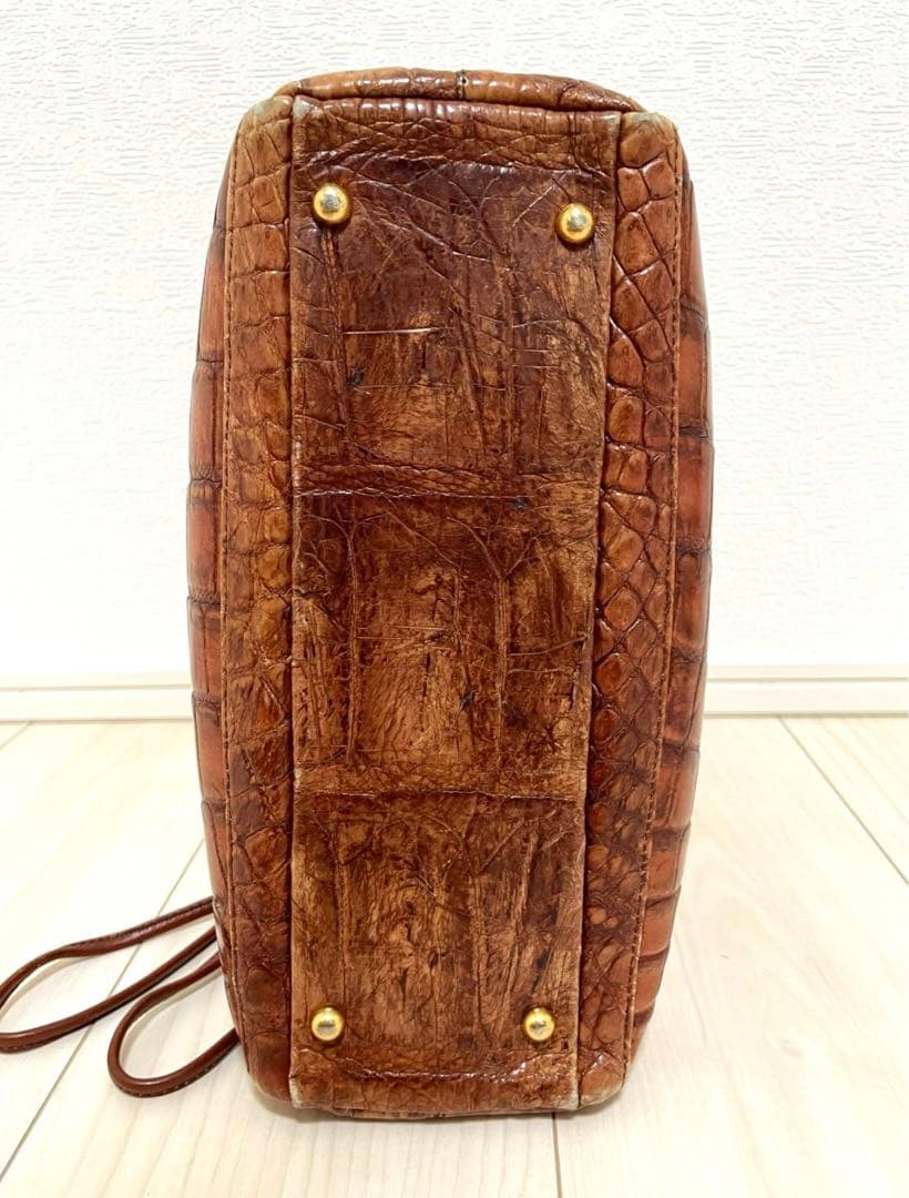 【希少】クロコダイル 高級 ハンドバッグ JRA認定 織りネーム付き 2WAY