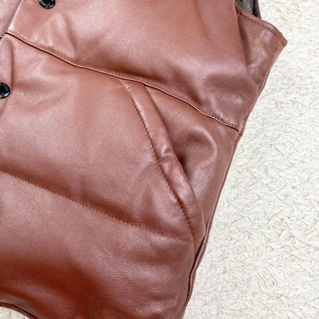 美品 希少 ショット ダウンベスト ラムレザー リバーシブル 本革 ブラウン M