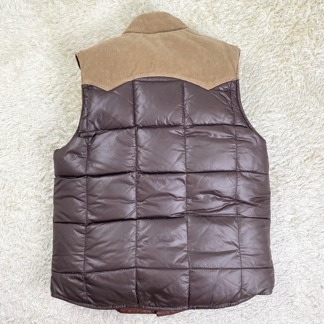 美品 希少 ショット ダウンベスト ラムレザー リバーシブル 本革 ブラウン M