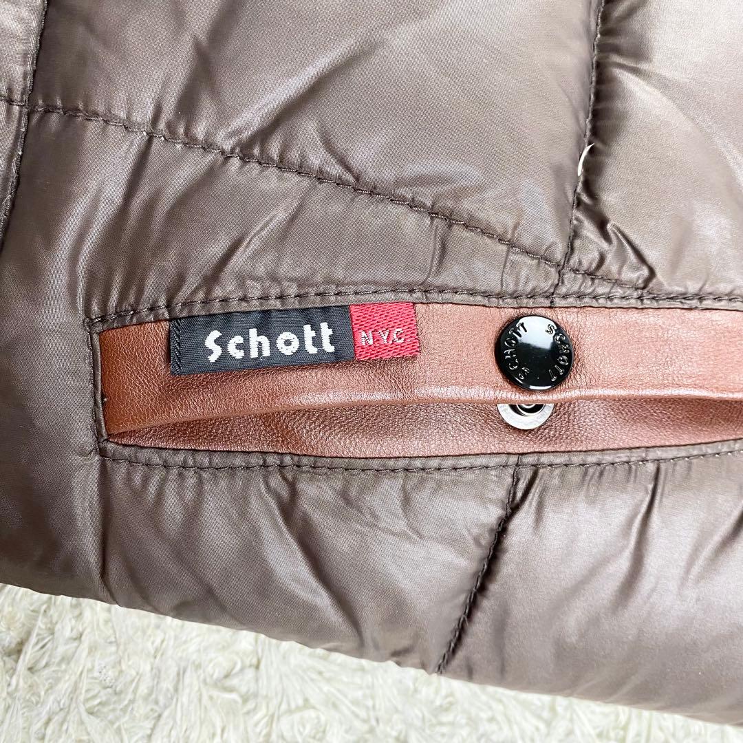 美品 希少 ショット ダウンベスト ラムレザー リバーシブル 本革 ブラウン M