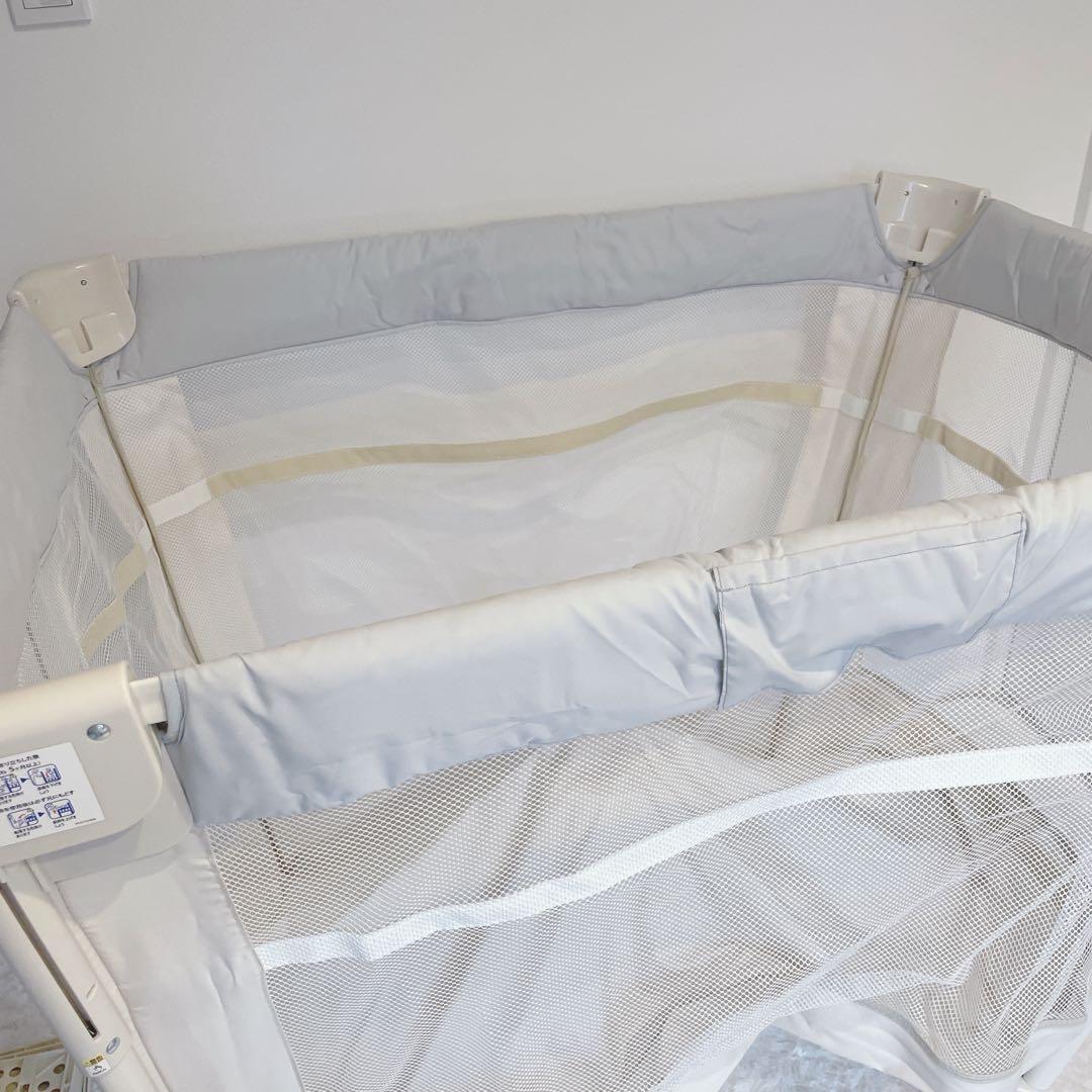 Aprica 極美品✨ココネルエアー-ab ベビーベッド ホワイトグレー