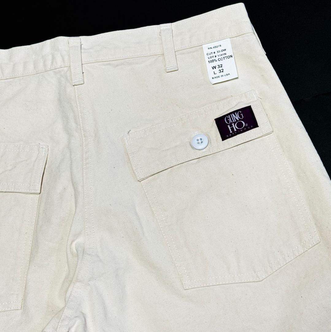 ■GUNG HO/ガンホーベイカーパンツ 生成ホ/オフホワイトW32L32美品■