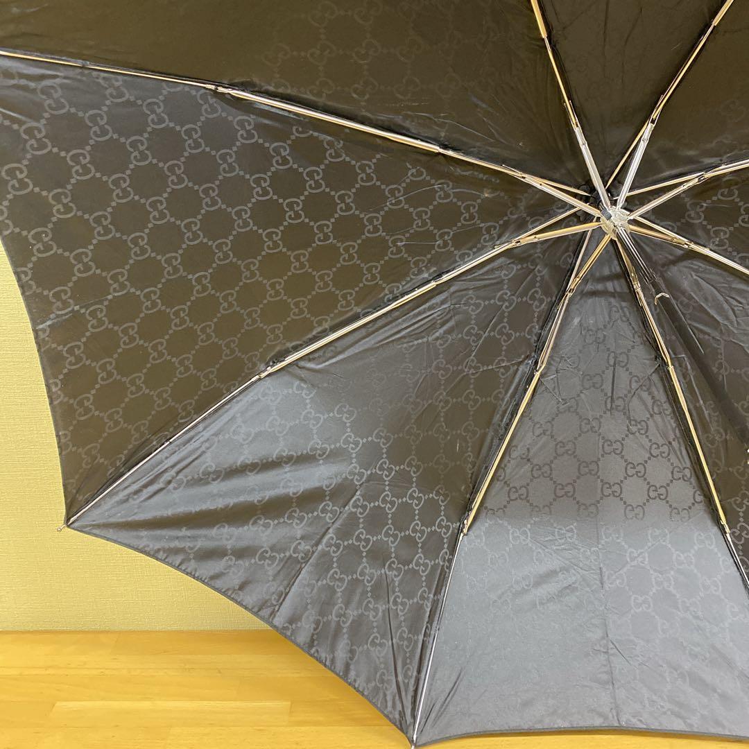 ★極美品★Gucci 折りたたみ傘 ブラックGGパターン ケース付き グッチ