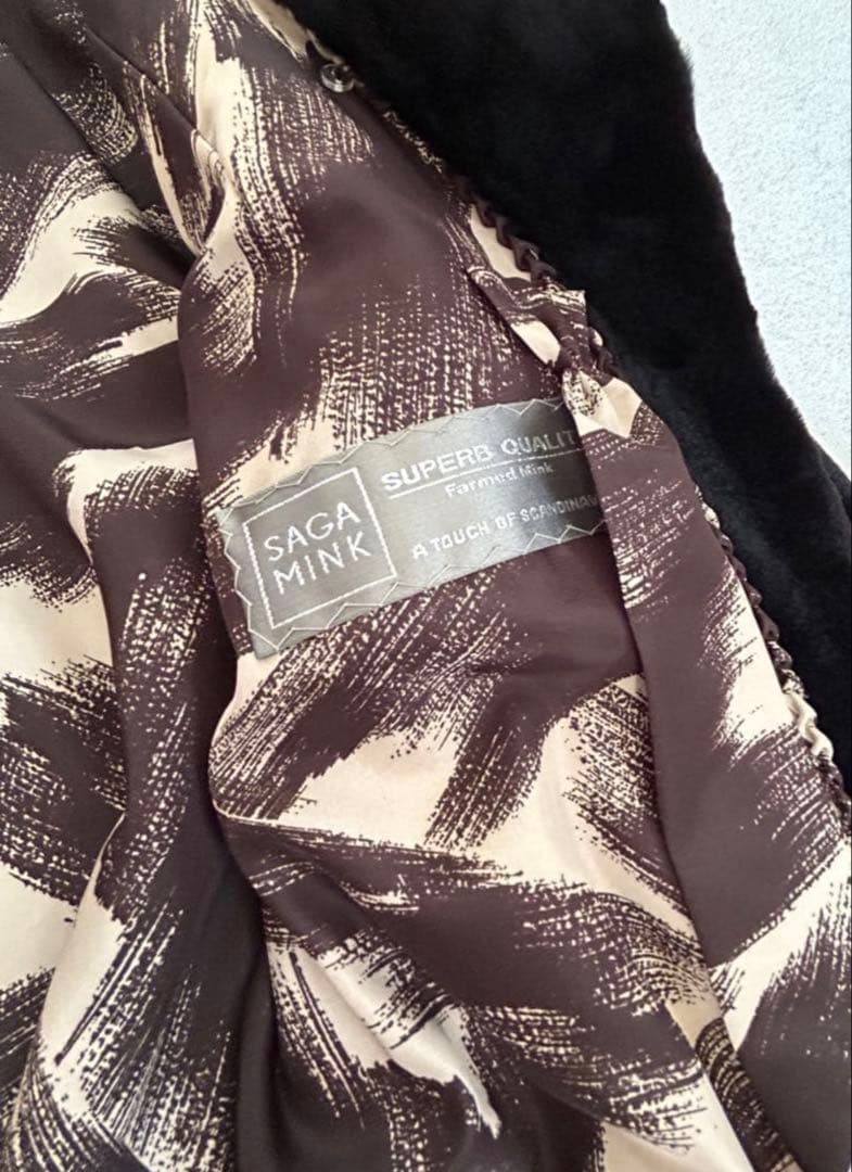 未使用サガフォックス銀タグ シェアードミンクコート黒