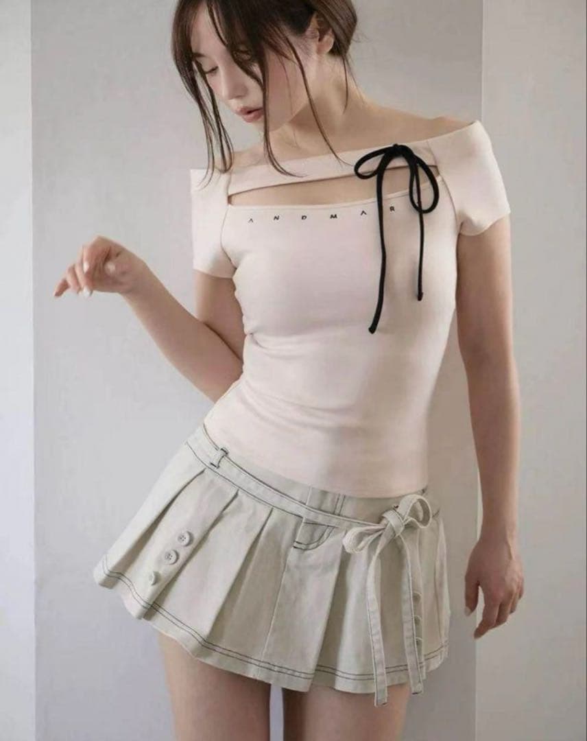 スカート andmary Kika button mini skirt beige S