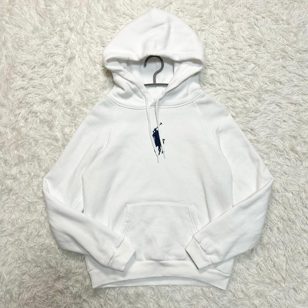 美品 現行タグ QR ポロラルフローレン パーカー ビッグポニー 白 ネイビー