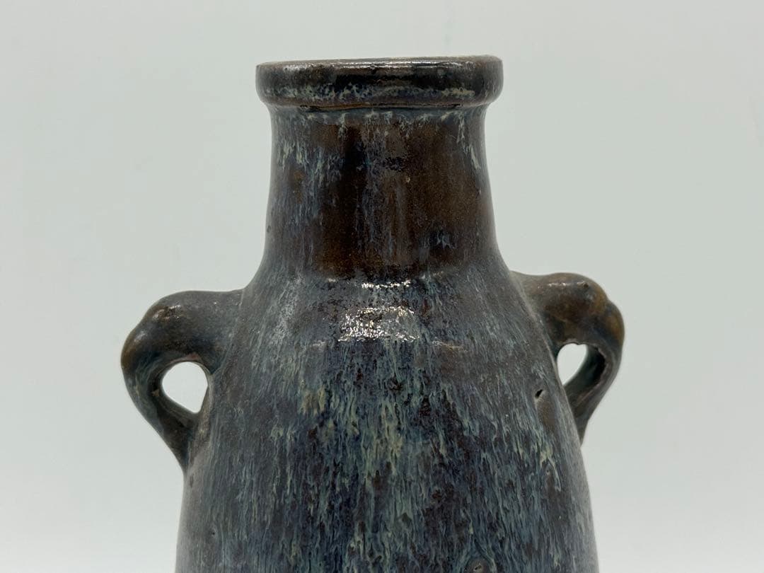 中国　鈞釉象耳瓶　花入　送料込み251130