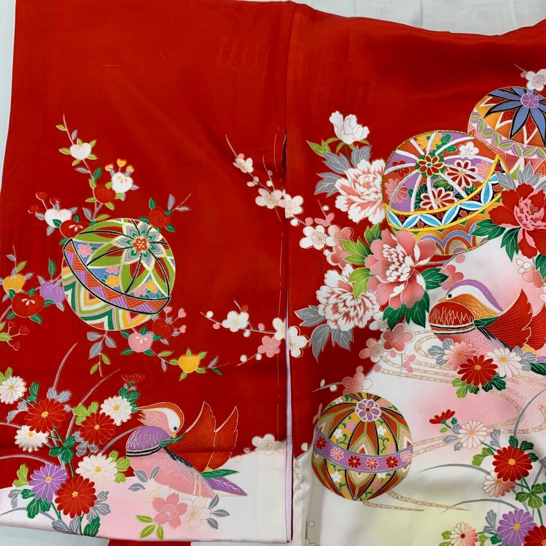 新品（純古典仕様）お宮参り 産着 祝着のきもの　京友禅染　豪華刺繍入り毬花鳥文
