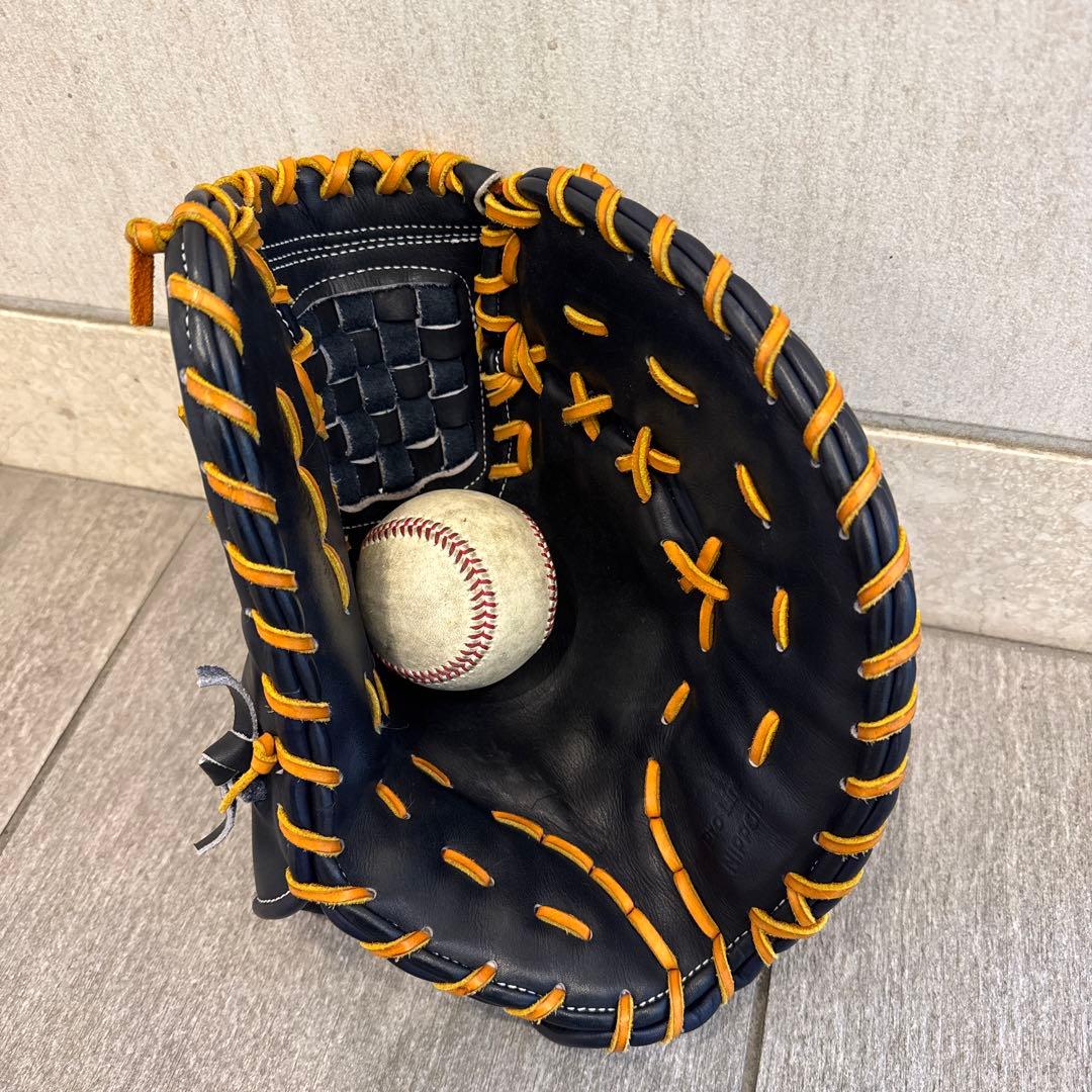 【美品】YGSプロライン硬式用　バスケットウェブファーストミット　ブラック×タン