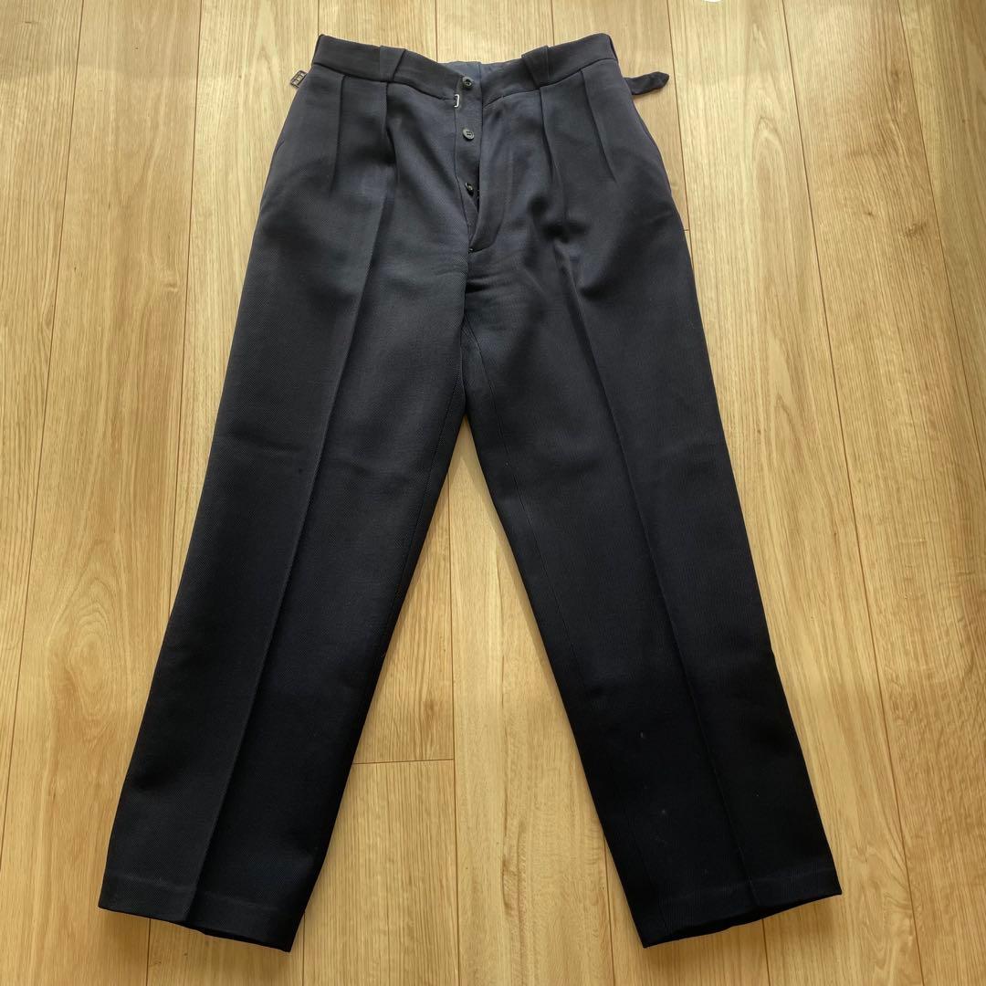 パンツ French vintage deep navy wool slacks 40s