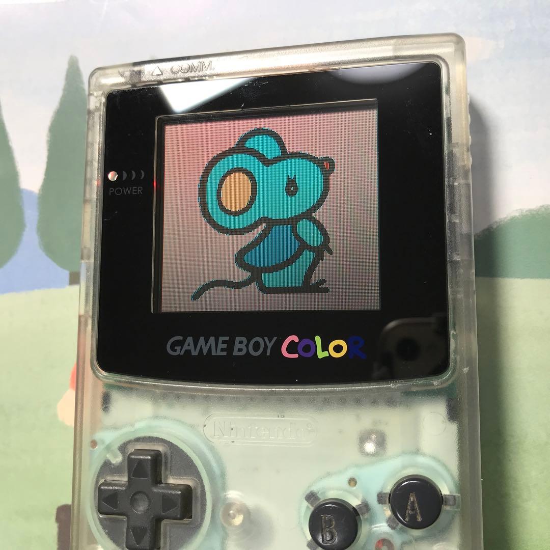 任天堂ゲームボーイカラークリ❤️新偏光板液晶ガラス製スクリーンレンズ交換済