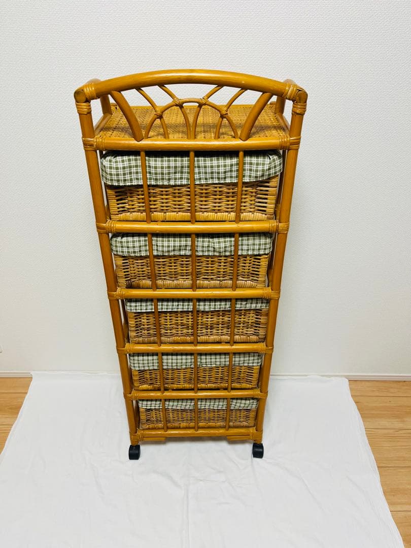 今だけ希望金額で購入可能❗️ラタン 籐家具 アンティーク 五段 チェスト 箪笥