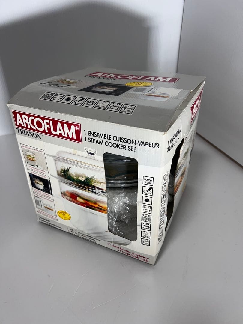 新品未使用 ARCO FLAM ガラス製蒸し器 セイロ超耐熱ガラス フランス製