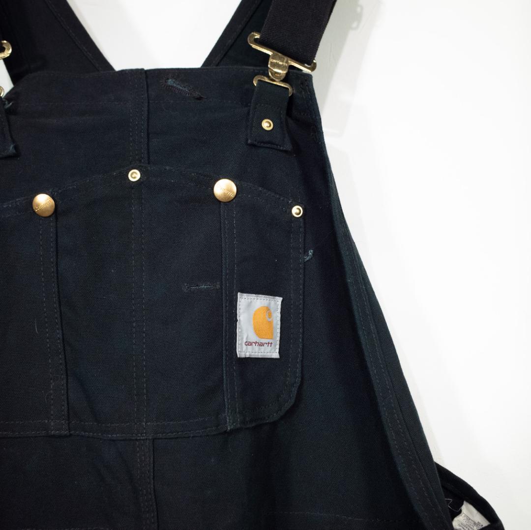 Carhartt 裏地付 ダック オーバーオール R02 46×28 ブラック