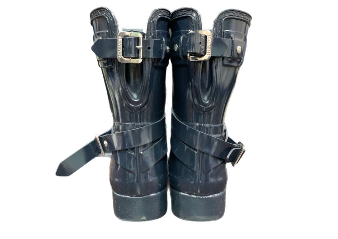 【HUNTER】 長靴 レインブーツ ベルト レディース US6 ネイビー